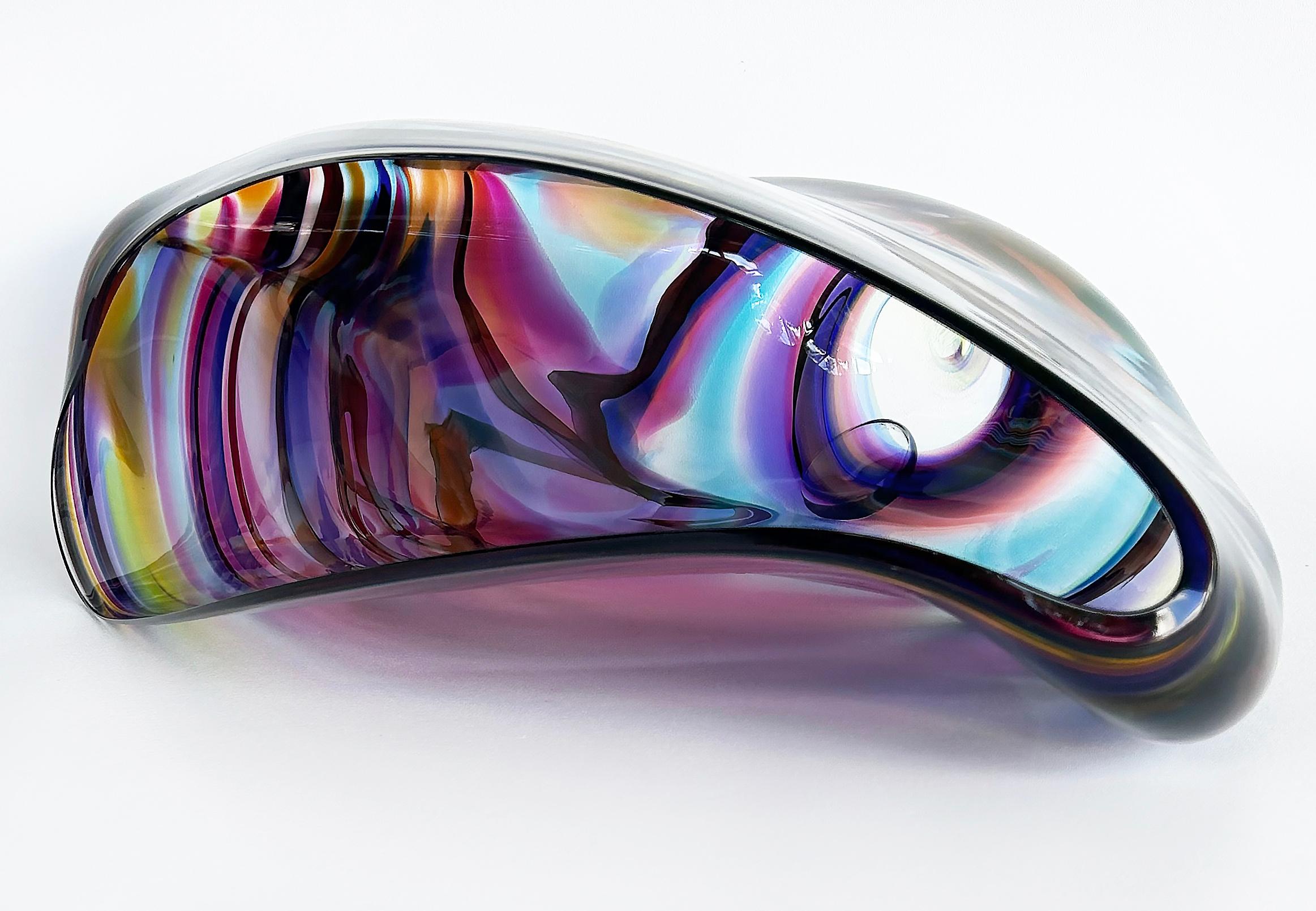 Huge David Goldhagen Hand-blown Art Glass Centerpiece Bowl, Signed Dated 3/2003 For Sale 4