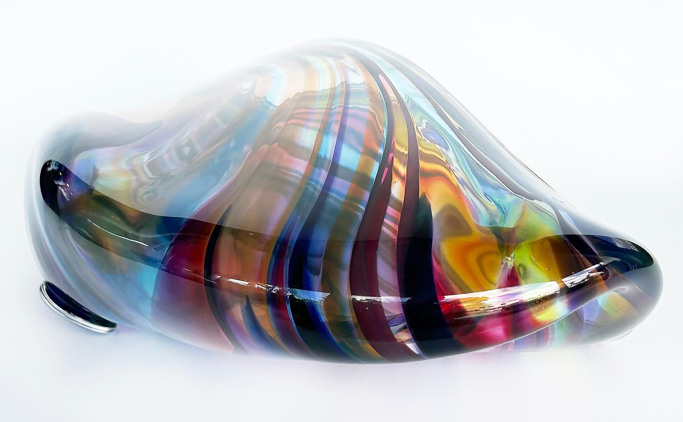 Huge David Goldhagen Hand-blown Art Glass Centerpiece Bowl, Signed Dated 3/2003 For Sale 6