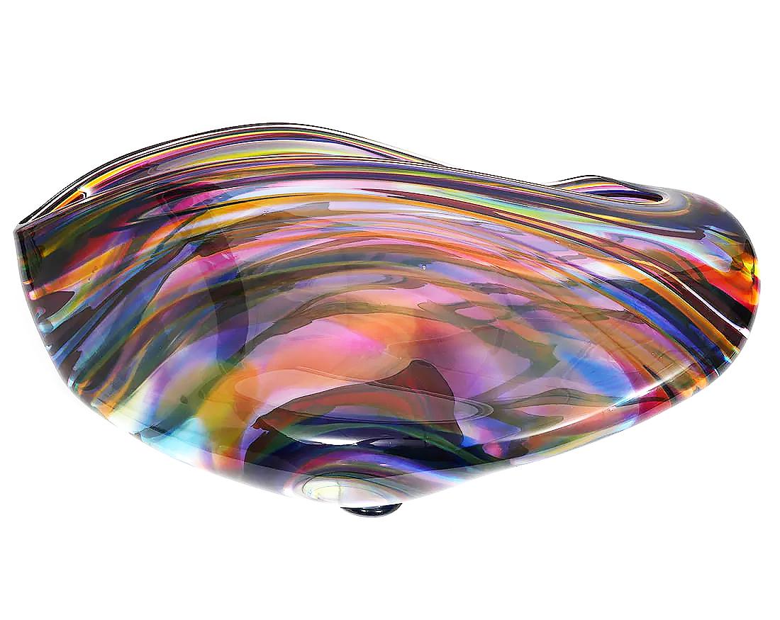 Modern Huge David Goldhagen Hand-blown Art Glass Centerpiece Bowl, Signed Dated 3/2003 For Sale