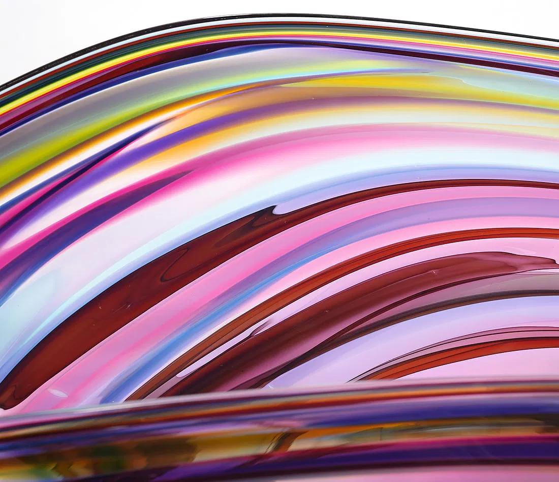 Contemporary Huge David Goldhagen Hand-blown Art Glass Centerpiece Bowl, Signed Dated 3/2003 For Sale