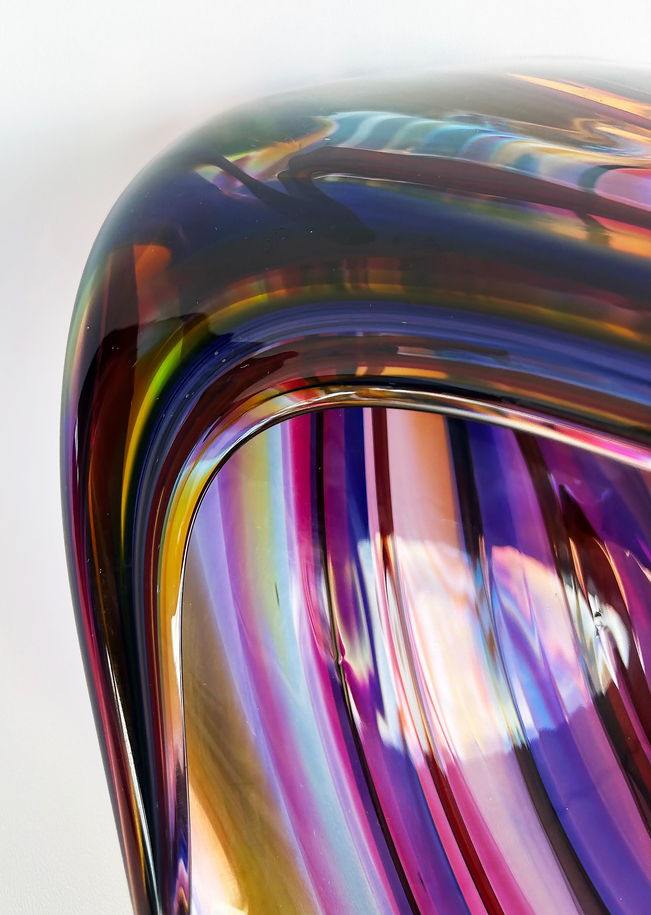 Huge David Goldhagen Hand-blown Art Glass Centerpiece Bowl, Signed Dated 3/2003 For Sale 1