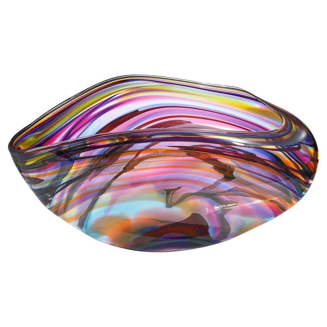 Huge David Goldhagen Hand-blown Art Glass Centerpiece Bowl, Signed Dated 3/2003