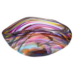 Huge David Goldhagen Hand-blown Art Glass Centerpiece Bowl, Signed Dated 3/2003