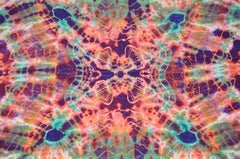 Huge Deep Plum Borders "Tie Dye" Silk Crepe di Chine Scarf