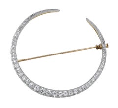 Huge Diamond Crescent Moon Pin