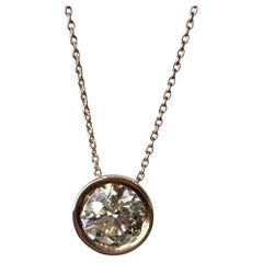 Huge Diamond Pendant Bezel Set Diamond Pendant 1.41ct 14kt Rose Gold GIA Cert Huge Diamond Pendant Bezel Set Diamond Pendant 1.41ct 14kt Rose Gold GIA Cert