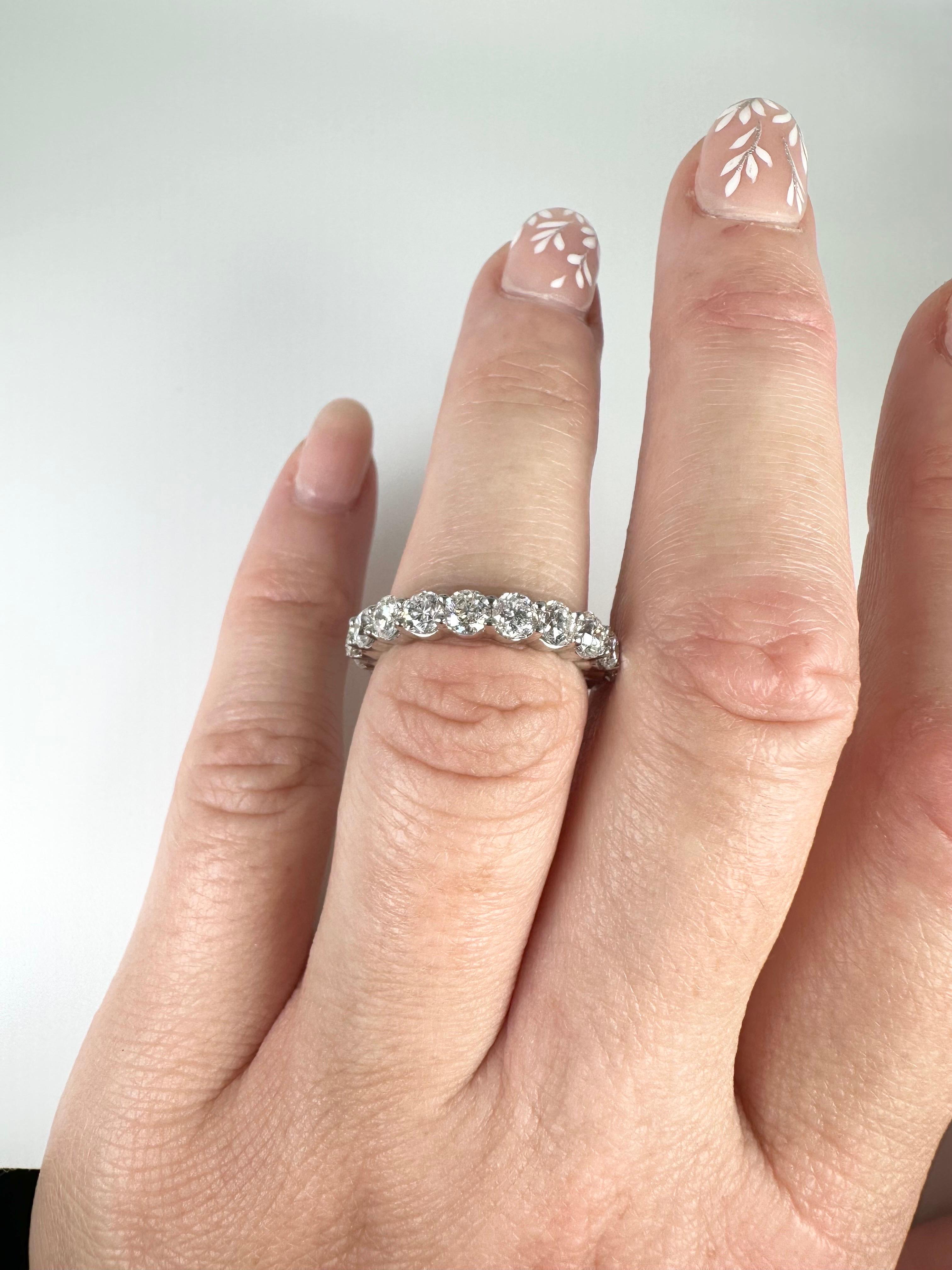 Round Cut Huge Diamond Ring 3.43Carat 14K White Gold Size 6 Stacking Eternity Diamond Ring For Sale