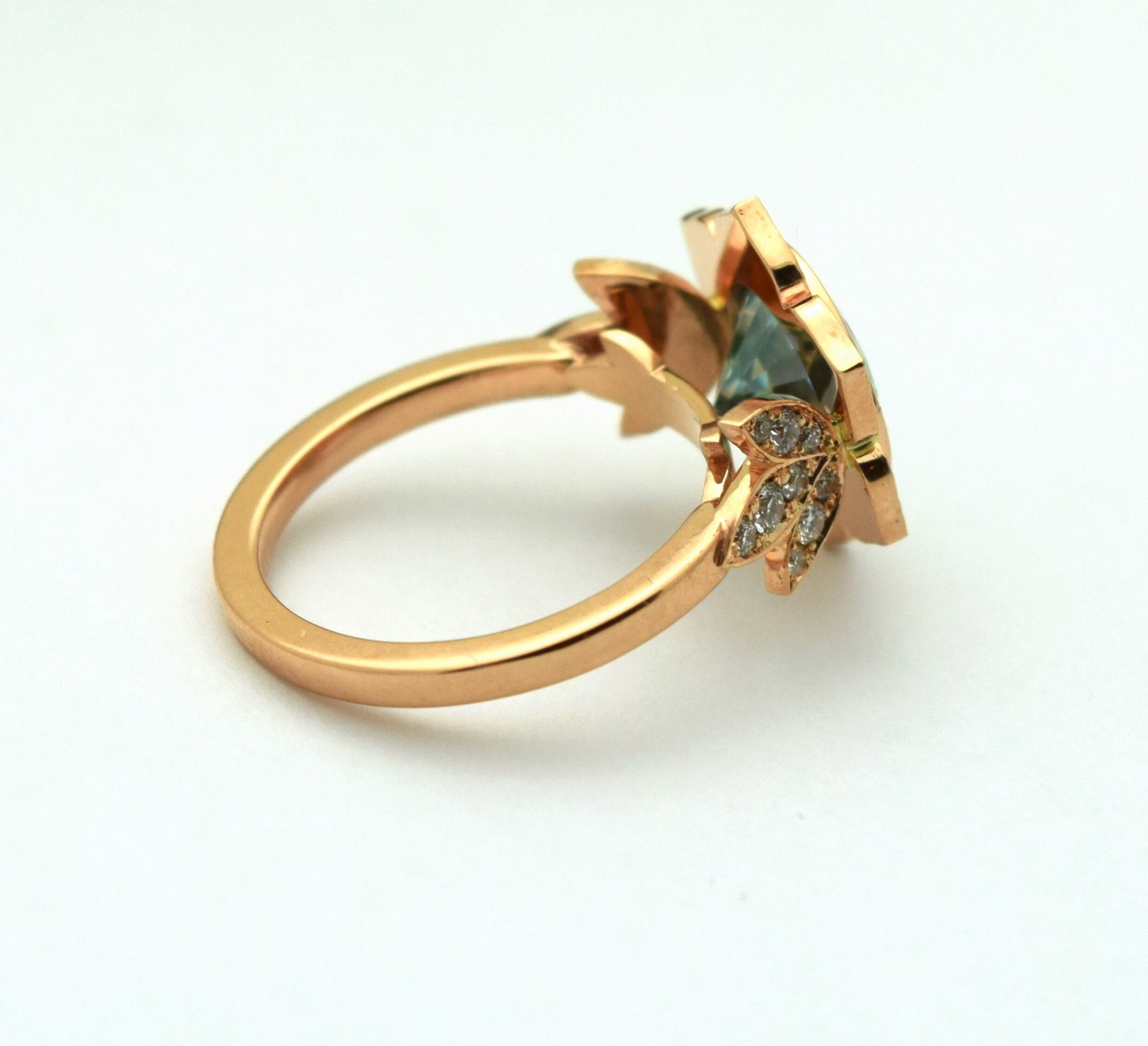 Brilliant Cut Huge Diamond Sunflower ring 14KT gold 10mm center For Sale