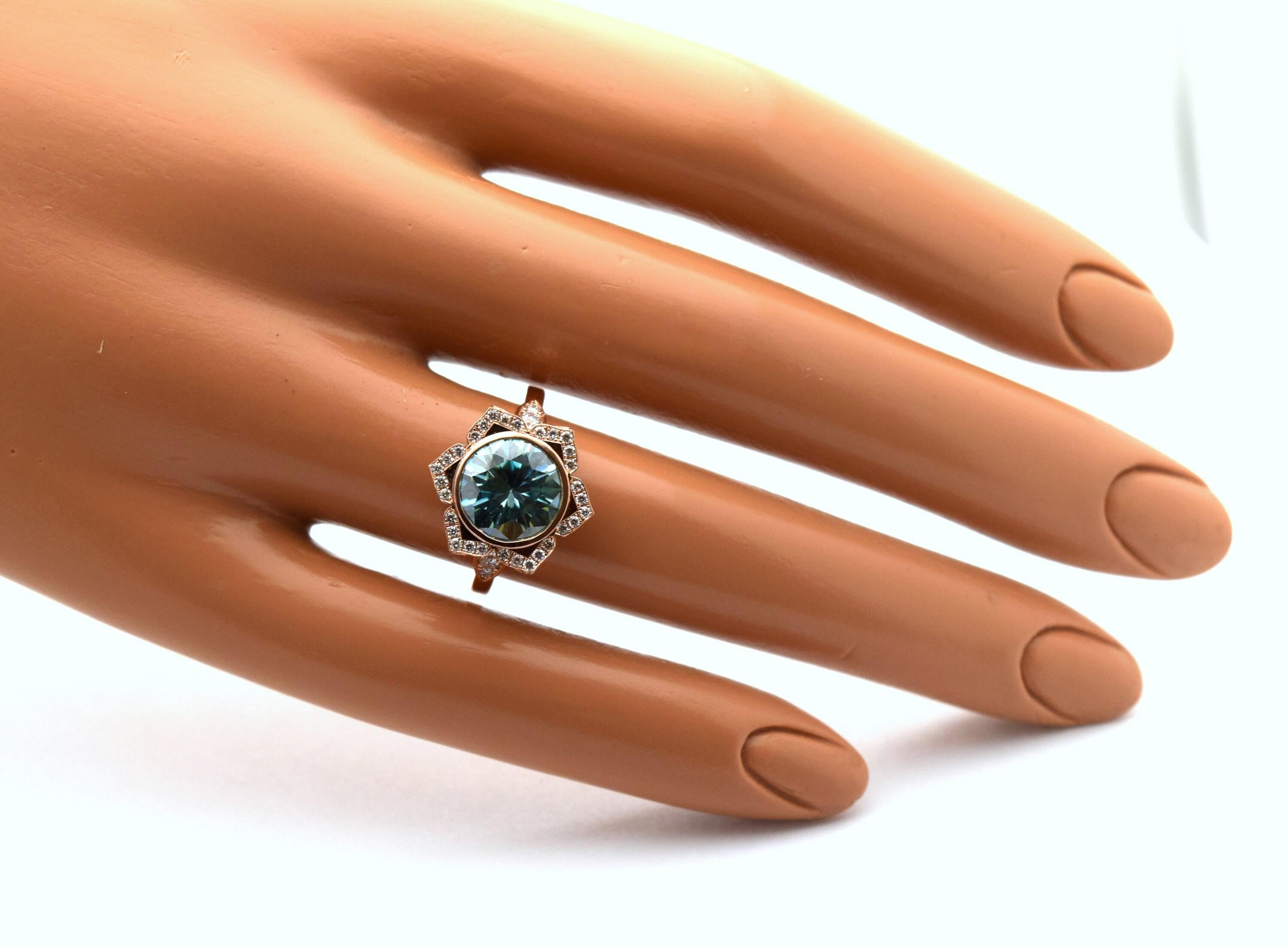 Huge Diamond Sunflower ring 14KT gold 10mm center For Sale 1