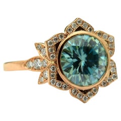 Huge Diamond Sunflower ring 14KT gold 10mm center