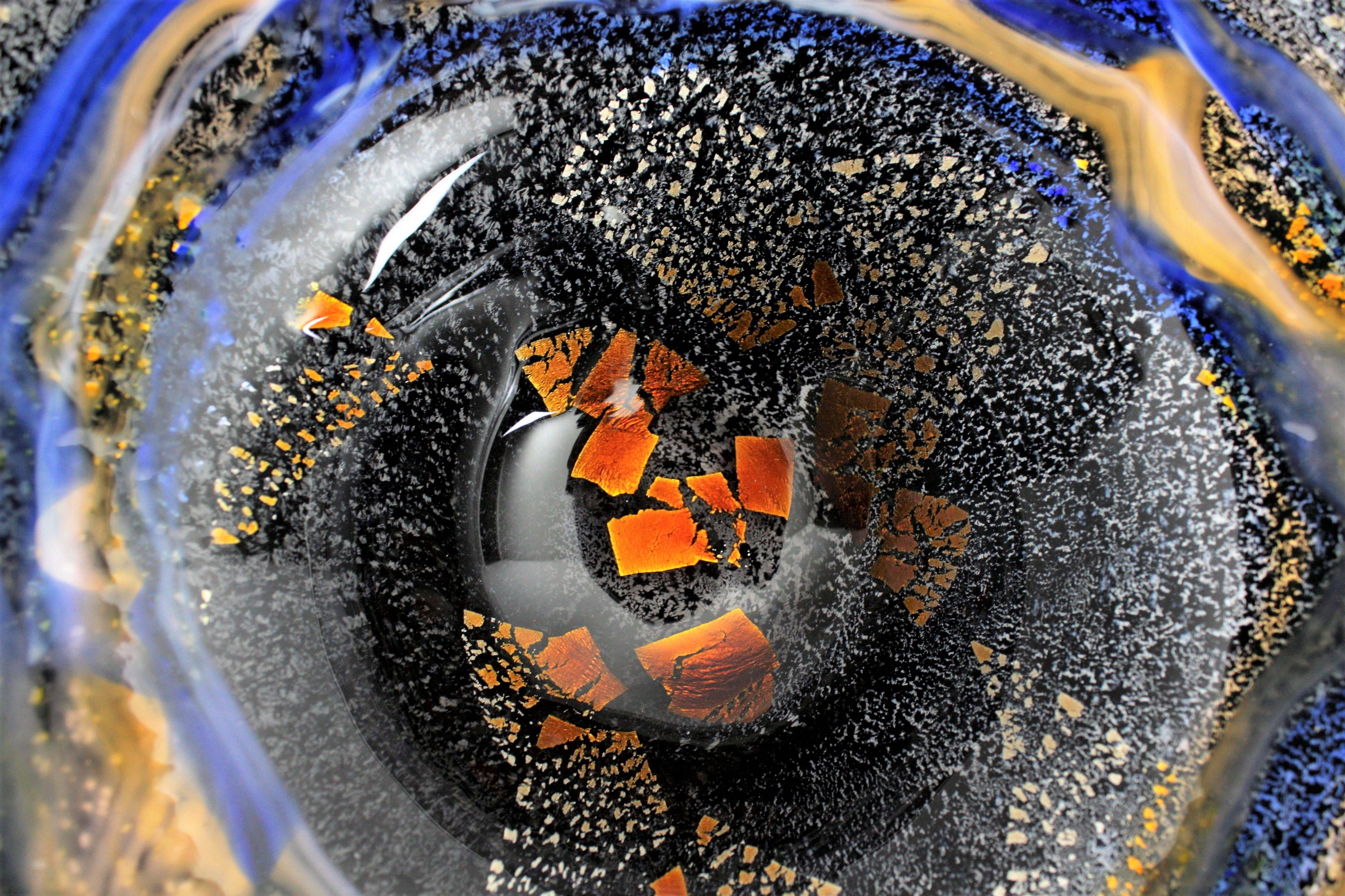 Aureliano Toso Dino Martens Murano-Kunstglas XL Tafelaufsatz Schale, Goldflecken im Zustand „Hervorragend“ im Angebot in Barcelona, ES