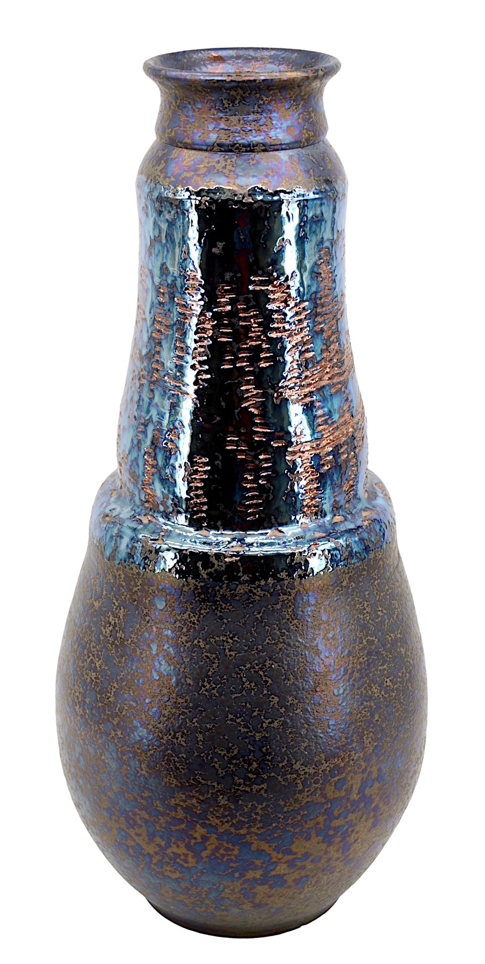 Europeo Enorme vaso in gres Disco, anni '80 in vendita