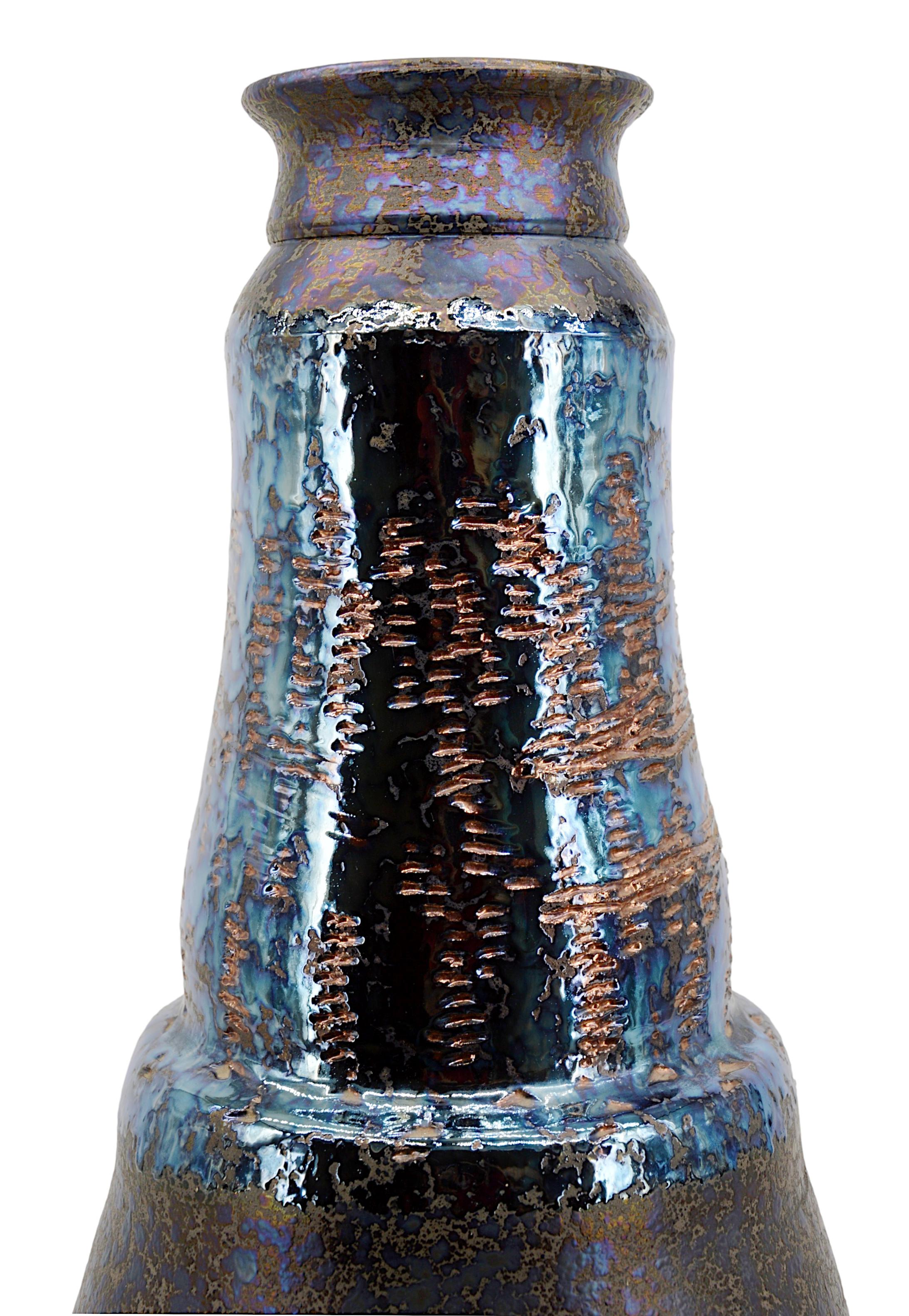 Enorme vaso in gres Disco, anni '80 In condizioni buone in vendita a Saint-Amans-des-Cots, FR