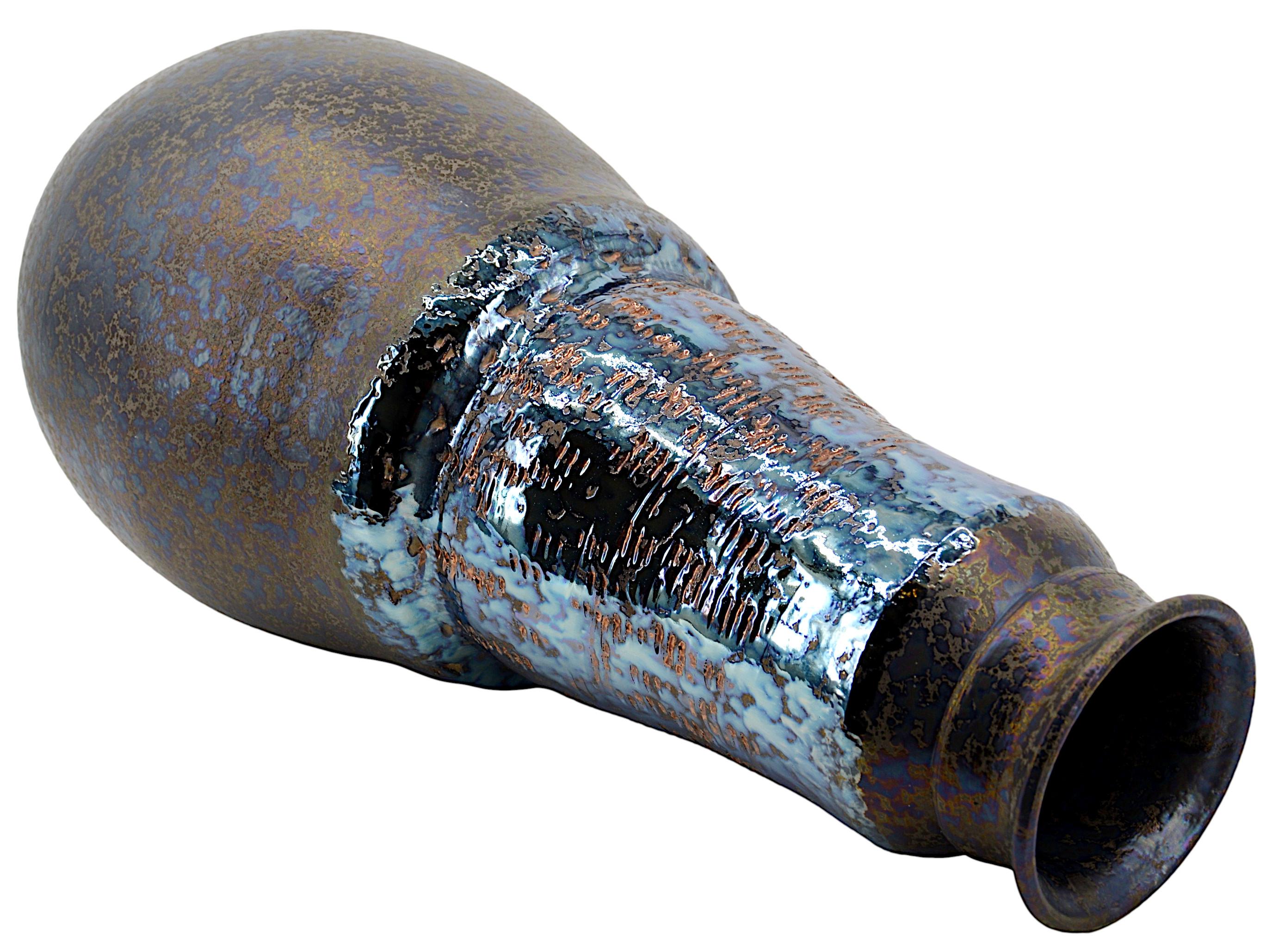 Ceramica Enorme vaso in gres Disco, anni '80 in vendita