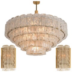 Huge Doria Giant Light Fixtures, One Chandelier and Two Wall Scones