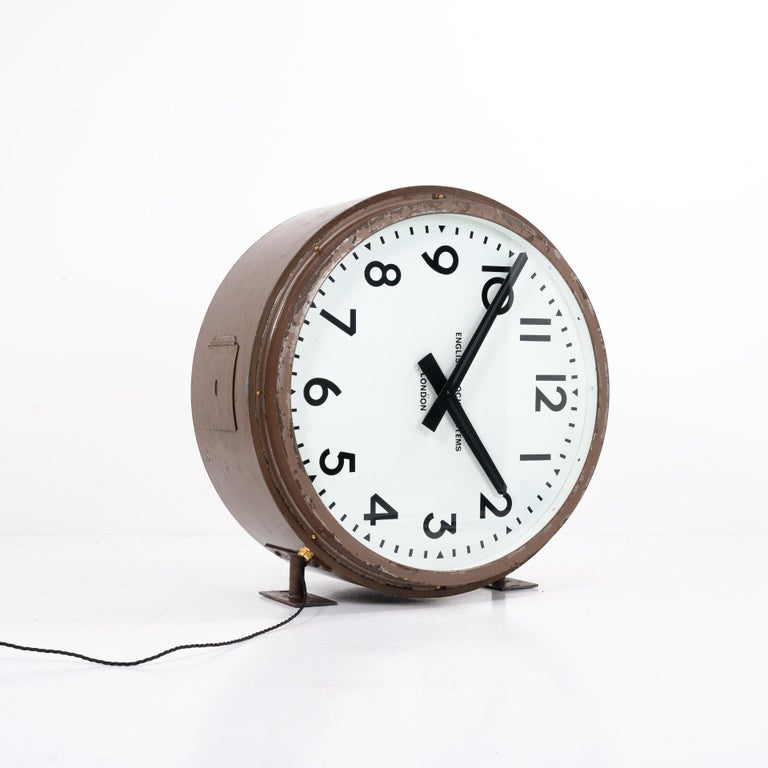 Huge Double Sided Railway Clock by English Clock Systems at 1stDibs