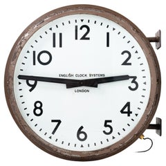 Retro Huge Double Sided Railway Clock by English Clock Systems