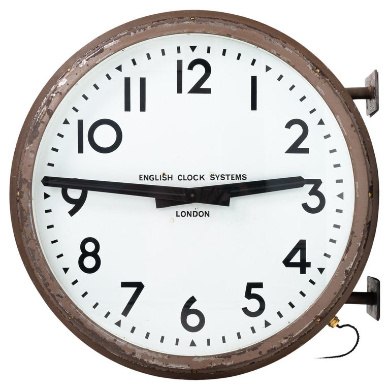 Huge Double Sided Railway Clock by English Clock Systems at 1stDibs