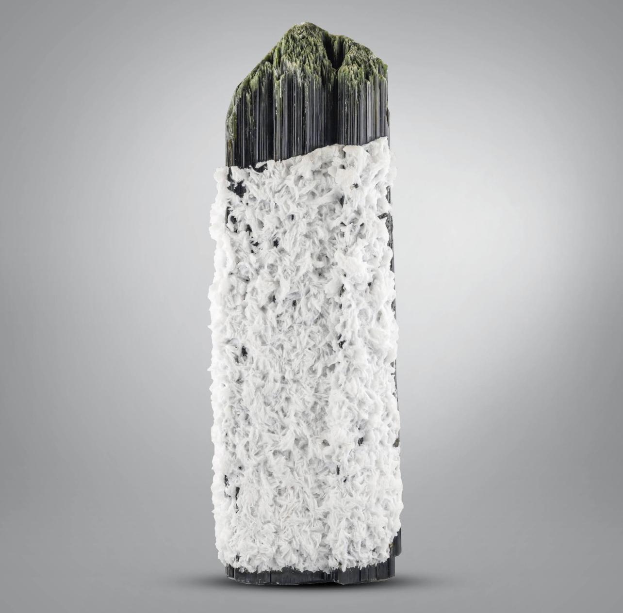Contemporary Huge Double Terminated Tourmaline With Snowy White Cleavelandite From Pakistan For Sale