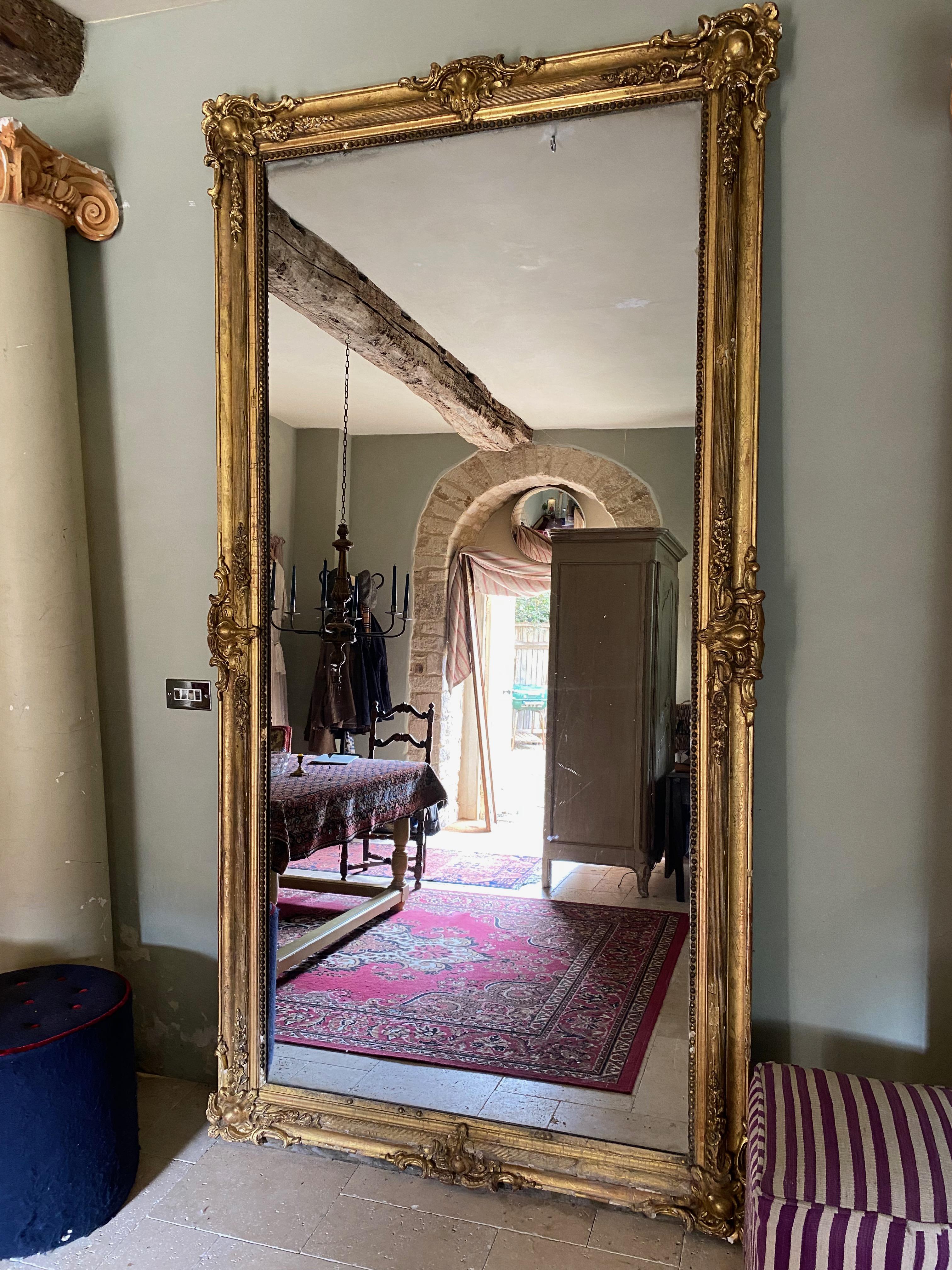 George III Huge Early 19th Century French Giltwood and Gesso Mirror