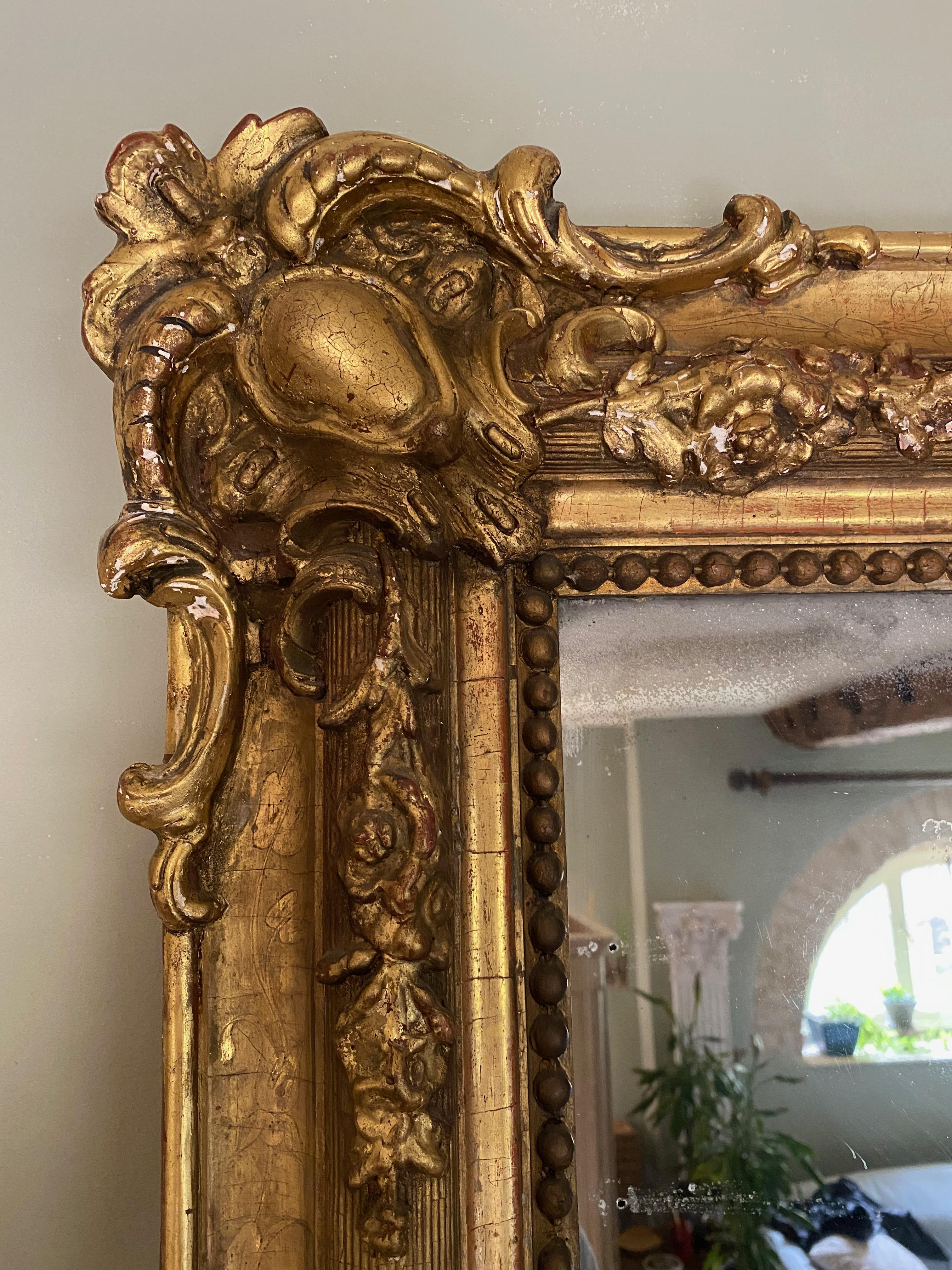 Huge Early 19th Century French Giltwood and Gesso Mirror 3