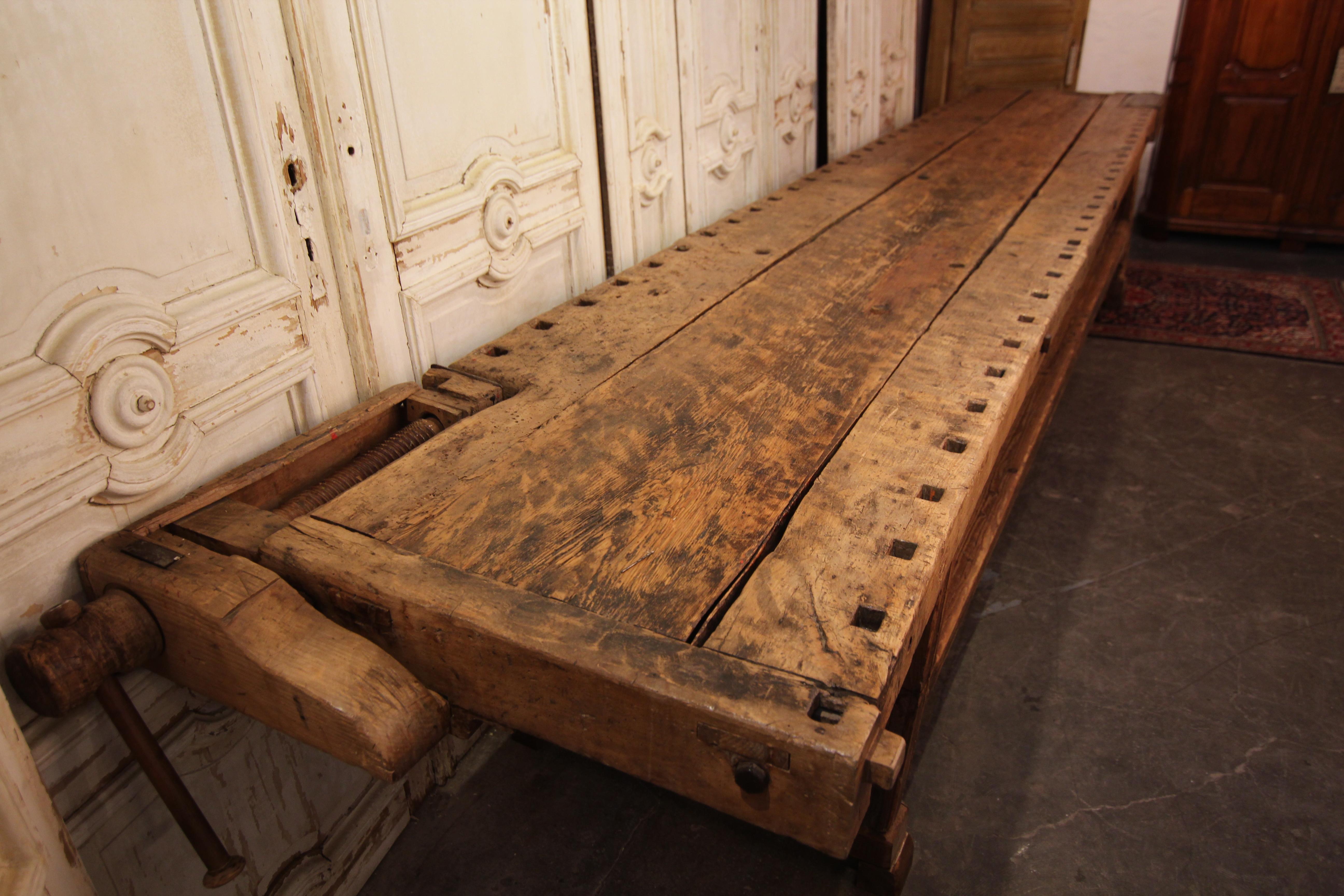 Monumental Early 20th Century European Workbench or Work Table 11
