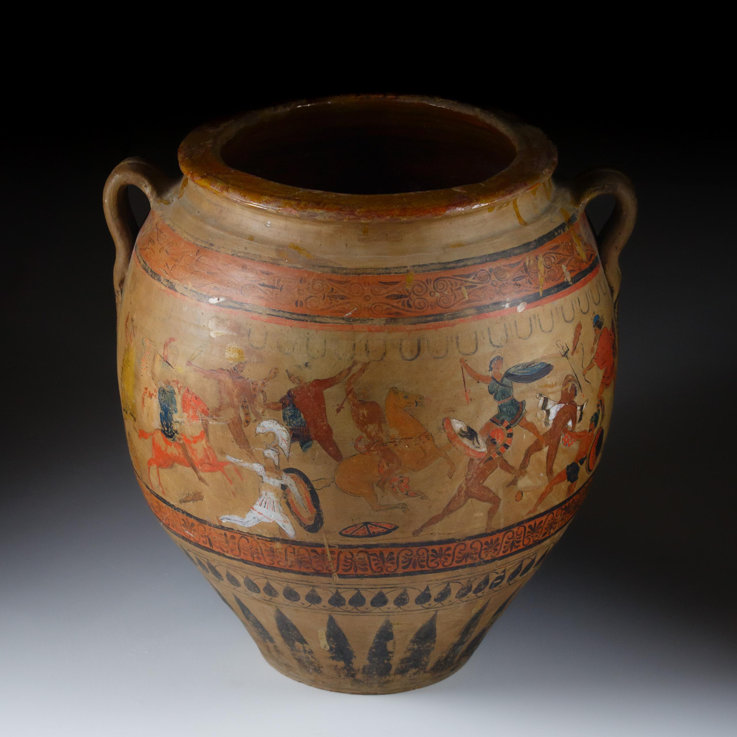French Huge Early 20th Century Stoneware Attic Ware Style Vase by Jean Magrou