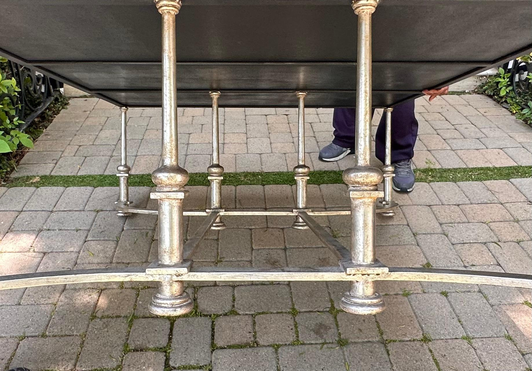 Huge Ebanista Guerlain White Gold Gilded Wrought Iron Cocktail Table In Good Condition For Sale In LOS ANGELES, CA