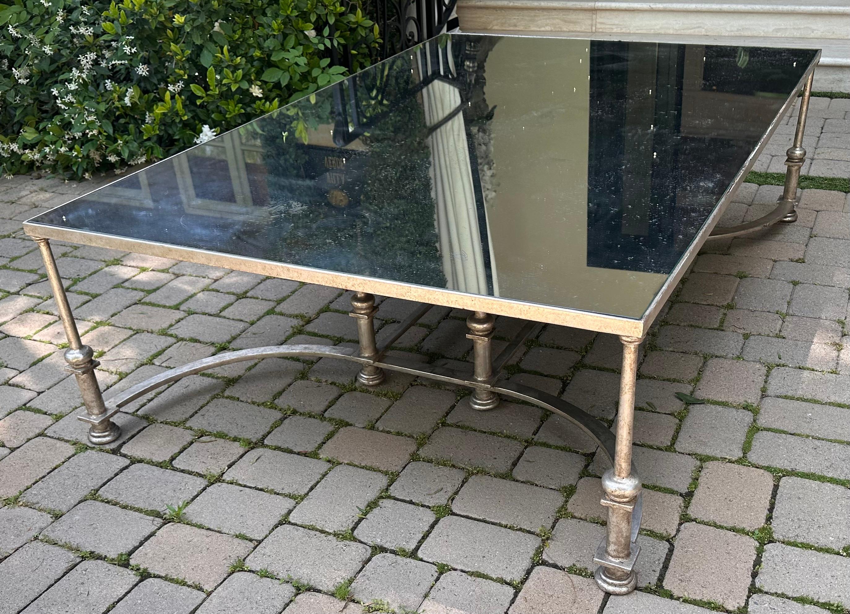Huge Ebanista Guerlain White Gold Gilded Wrought Iron Cocktail Table For Sale 2