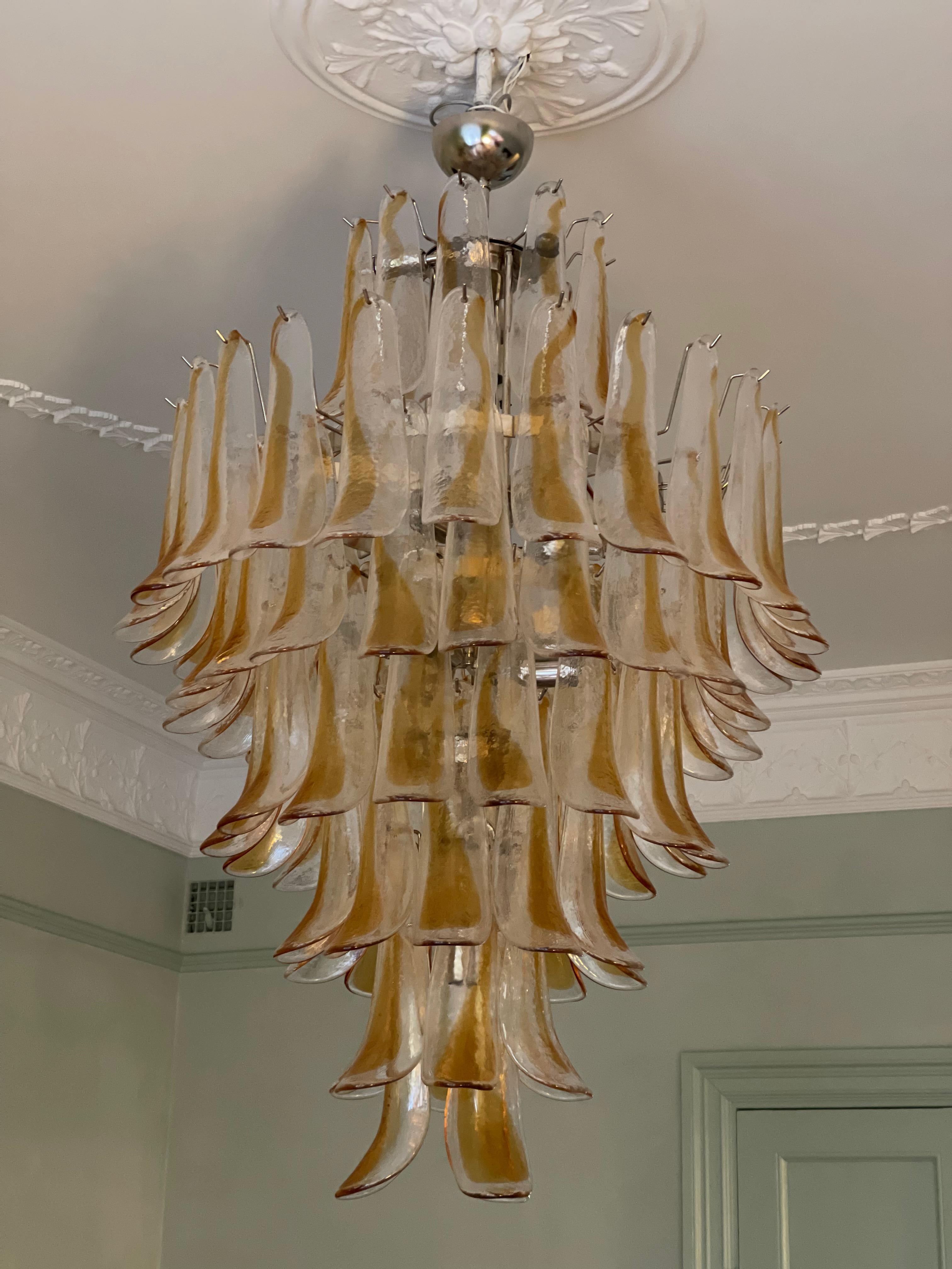 Huge Eclectic Amber Colored Murano Chandelier. Size XXL For Sale 7