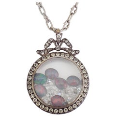 Huge Edwardian Silver Paste Shaker Locket Pendant Necklace