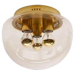 Huge Elegant 3-Light Amber Glass Flush Mount, Germany 1960s