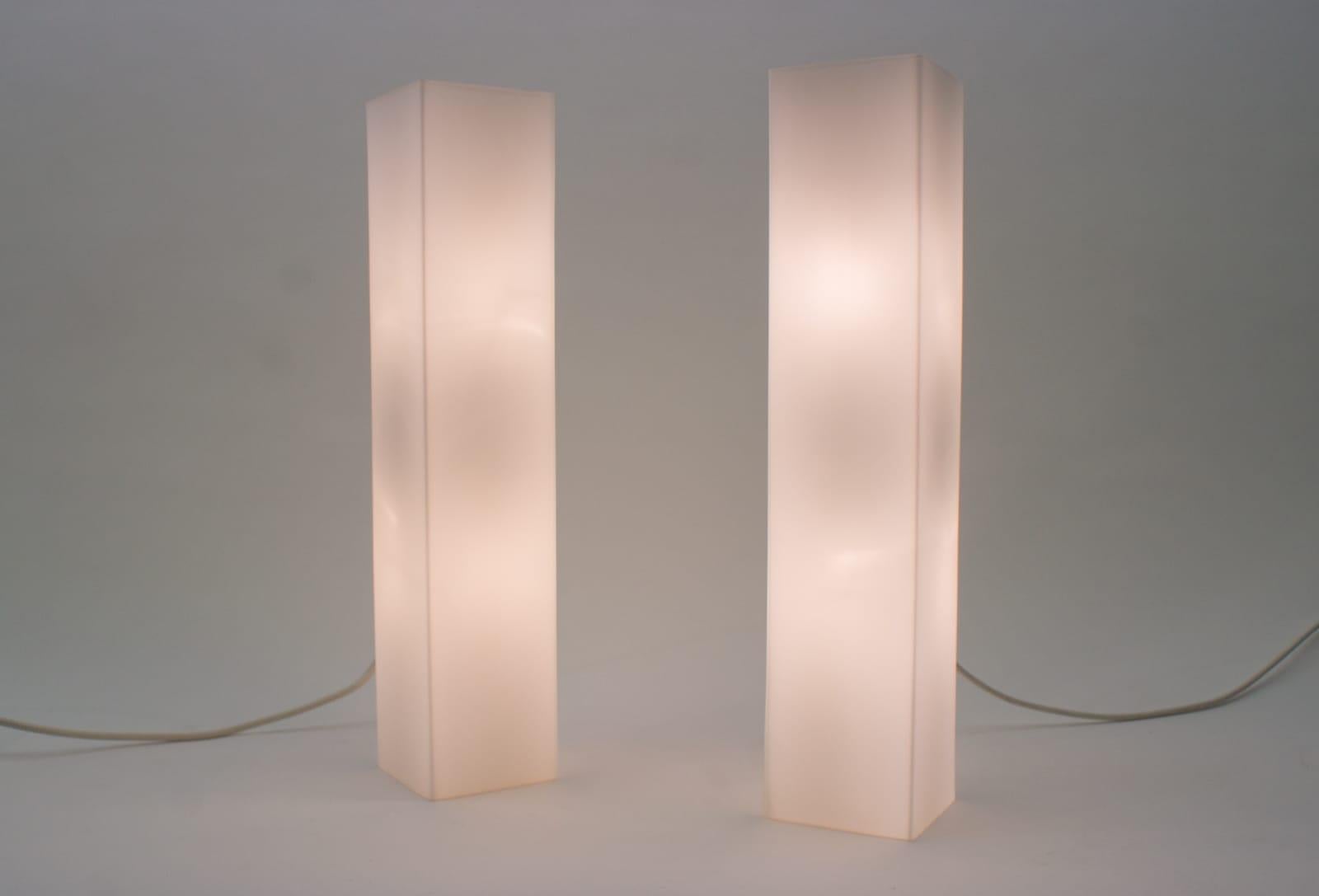 Minimalist Huge Elegant Opal Glass Wall Lamps from Staff, 1960s, Germany, Set of 2 For Sale