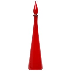 Huge Empoli Cased Glass Floor Decanter with Stopper