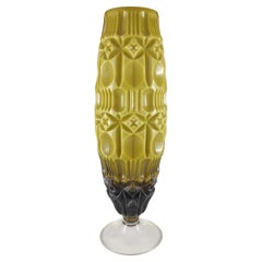 ENORME Vaso di vetro vintage 'Tiki' Stelvia Empoli Green Retro Cased Glass