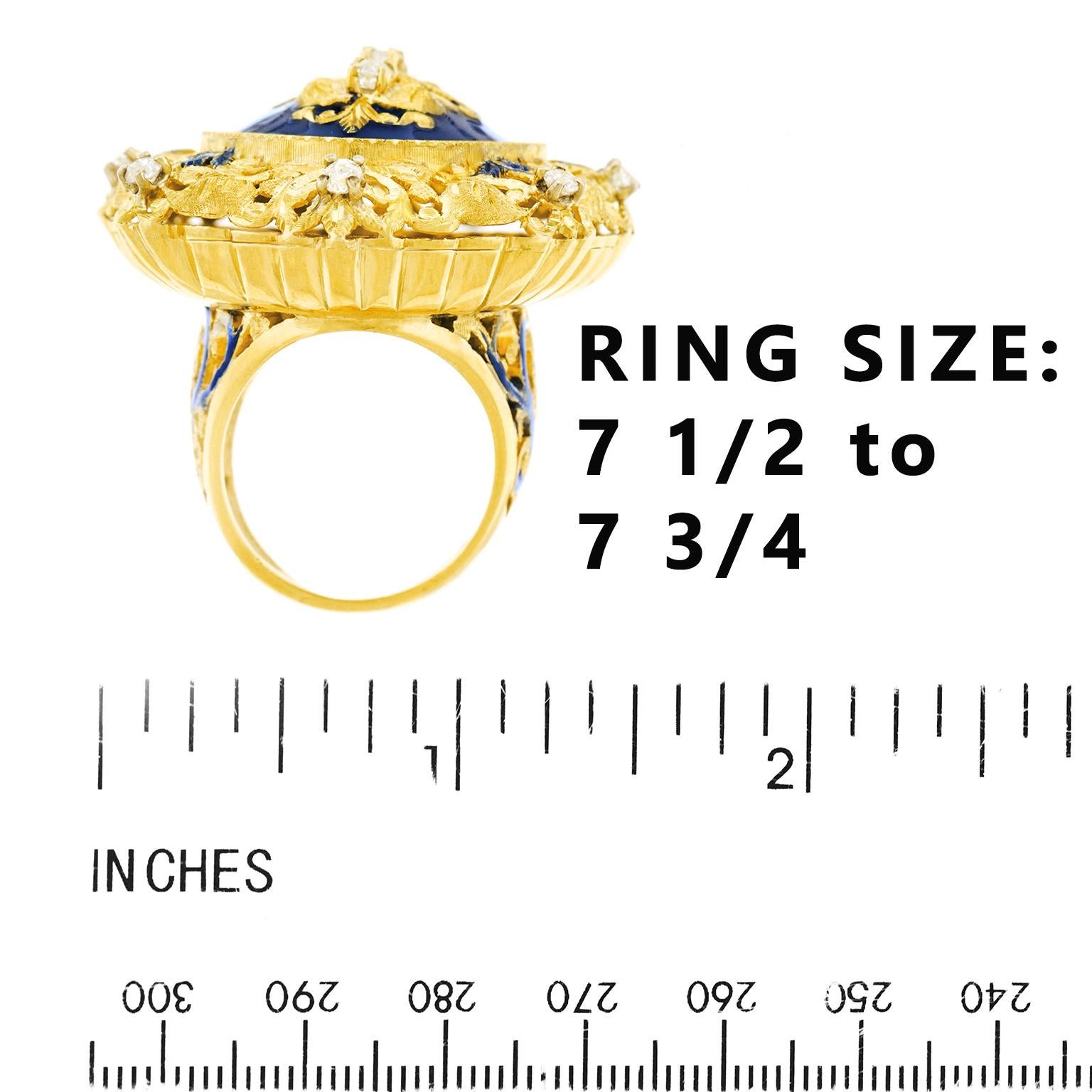 Huge Enamel and Diamond-Set Baronial Chic Ring 2