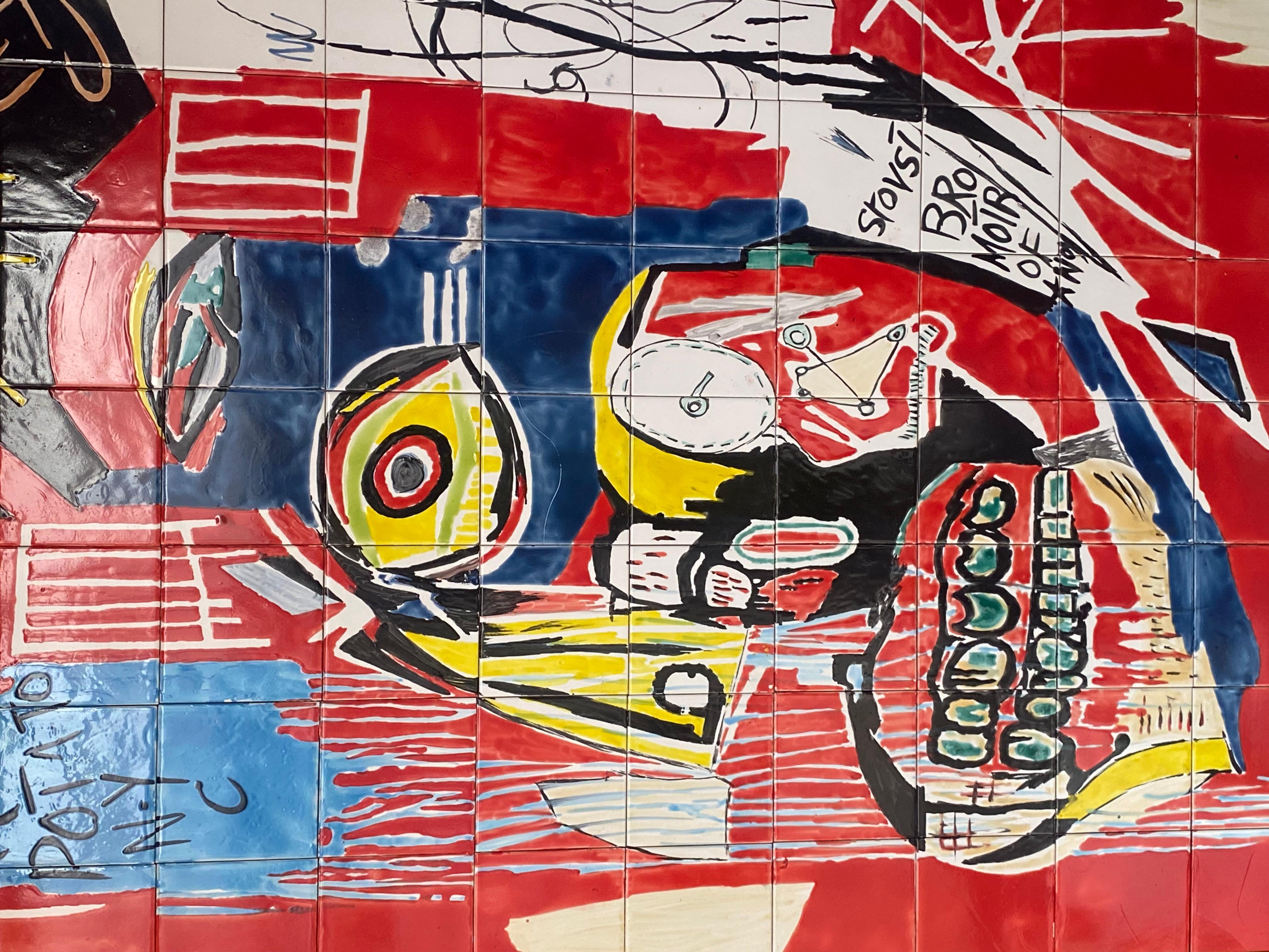 Riesige Emaille-auf-Keramik-Grafitti-Tafel im Zustand „Gut“ im Angebot in Miami, FL