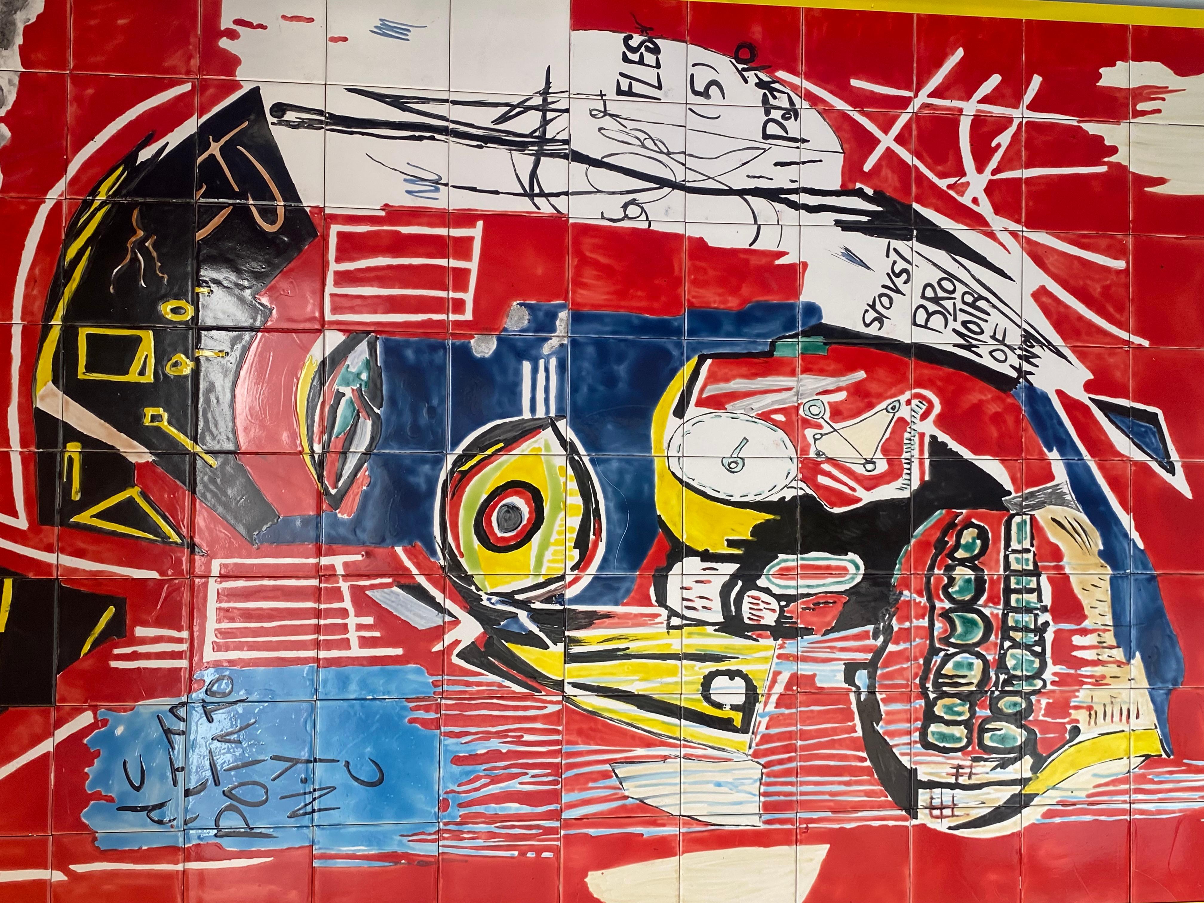 Riesige Emaille-auf-Keramik-Grafitti-Tafel im Angebot 1