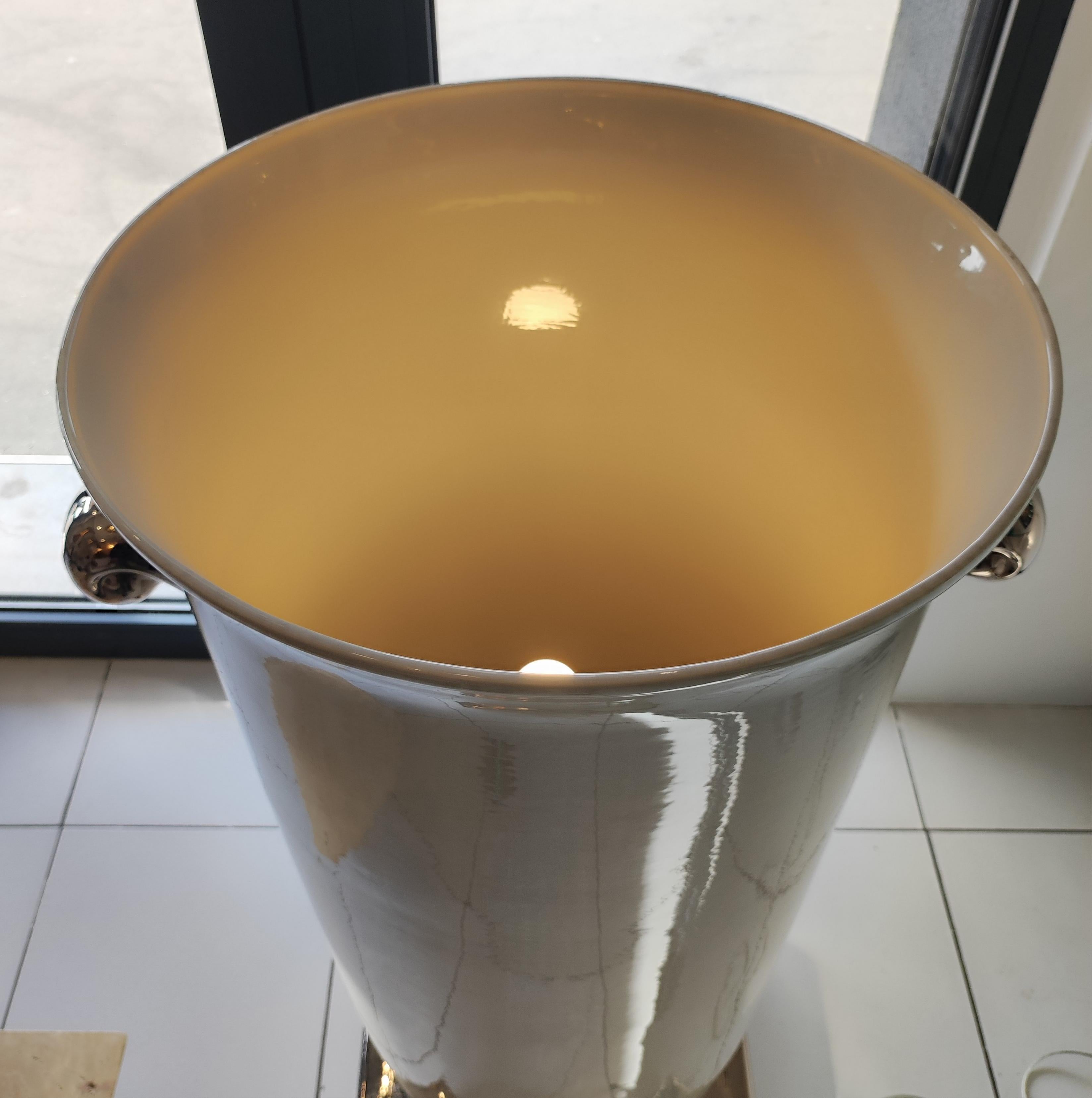  Huge Enamelled Ceramic Light Urn on Pedestal circa 80 For Sale 5