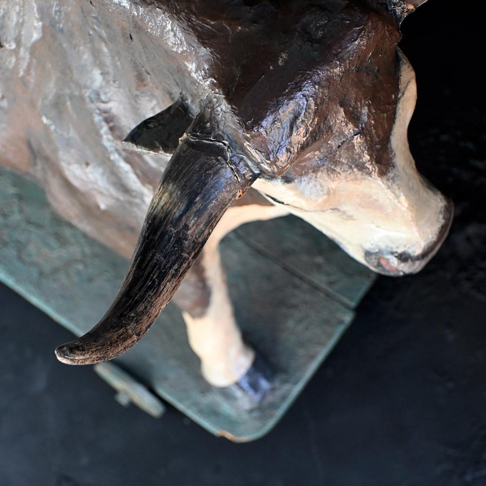 British Huge English Early 20th Century Papier Mache Bull Figure For Sale