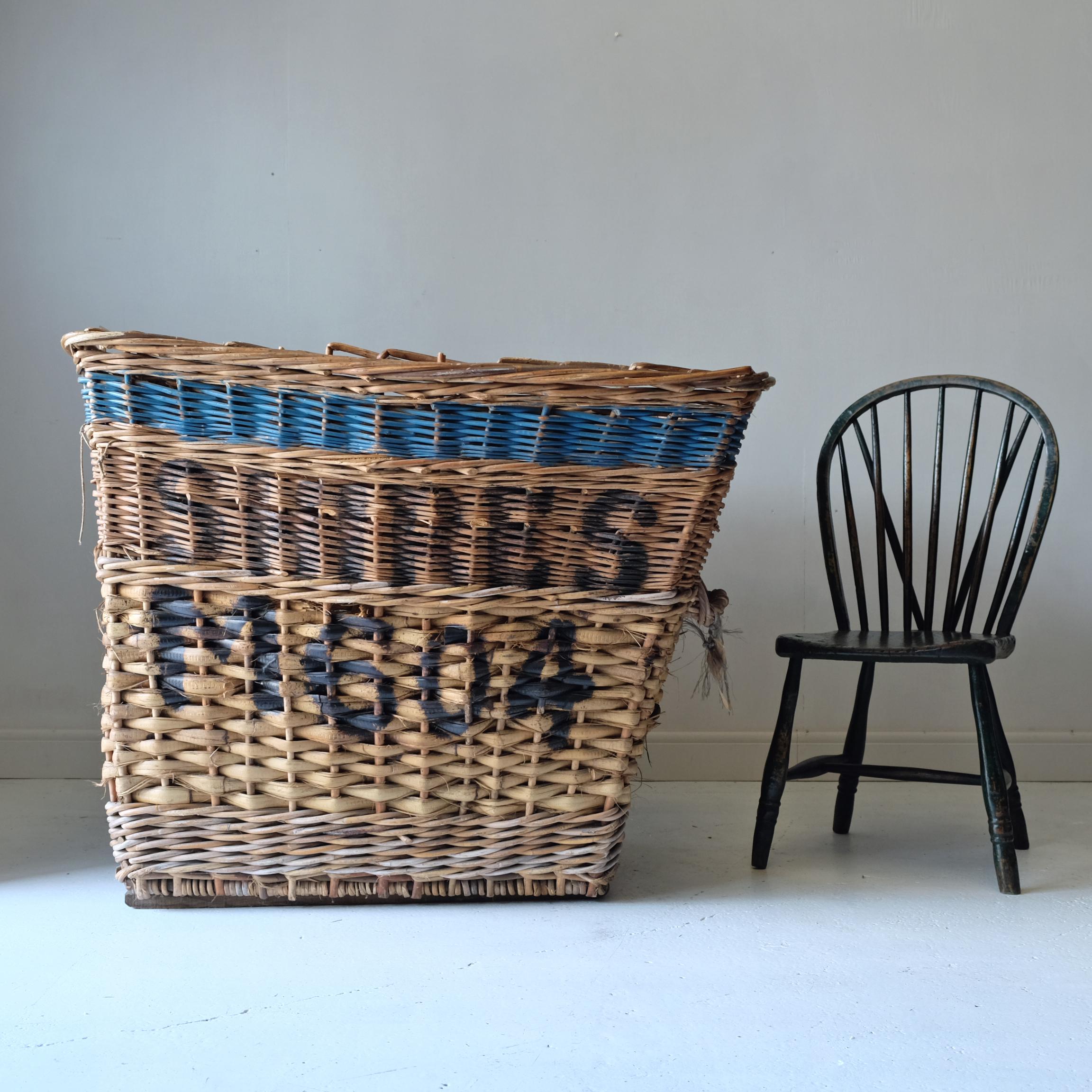 Huge English Wool Mill Basket, Industrial, Early 20th Century, Heavy Wicker For Sale 1