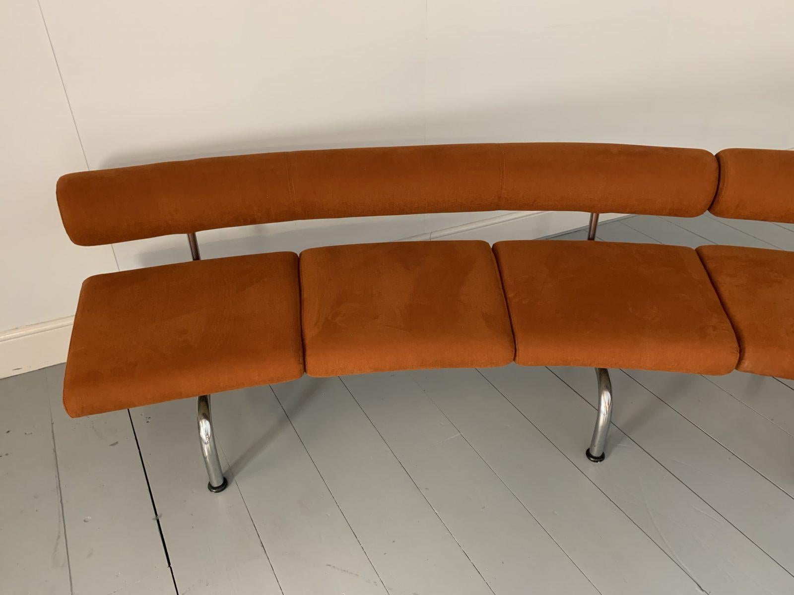 Huge Erik Jorgensen “Pipeline” Sofa Bench, in Burnt Orange Velvet For Sale 5