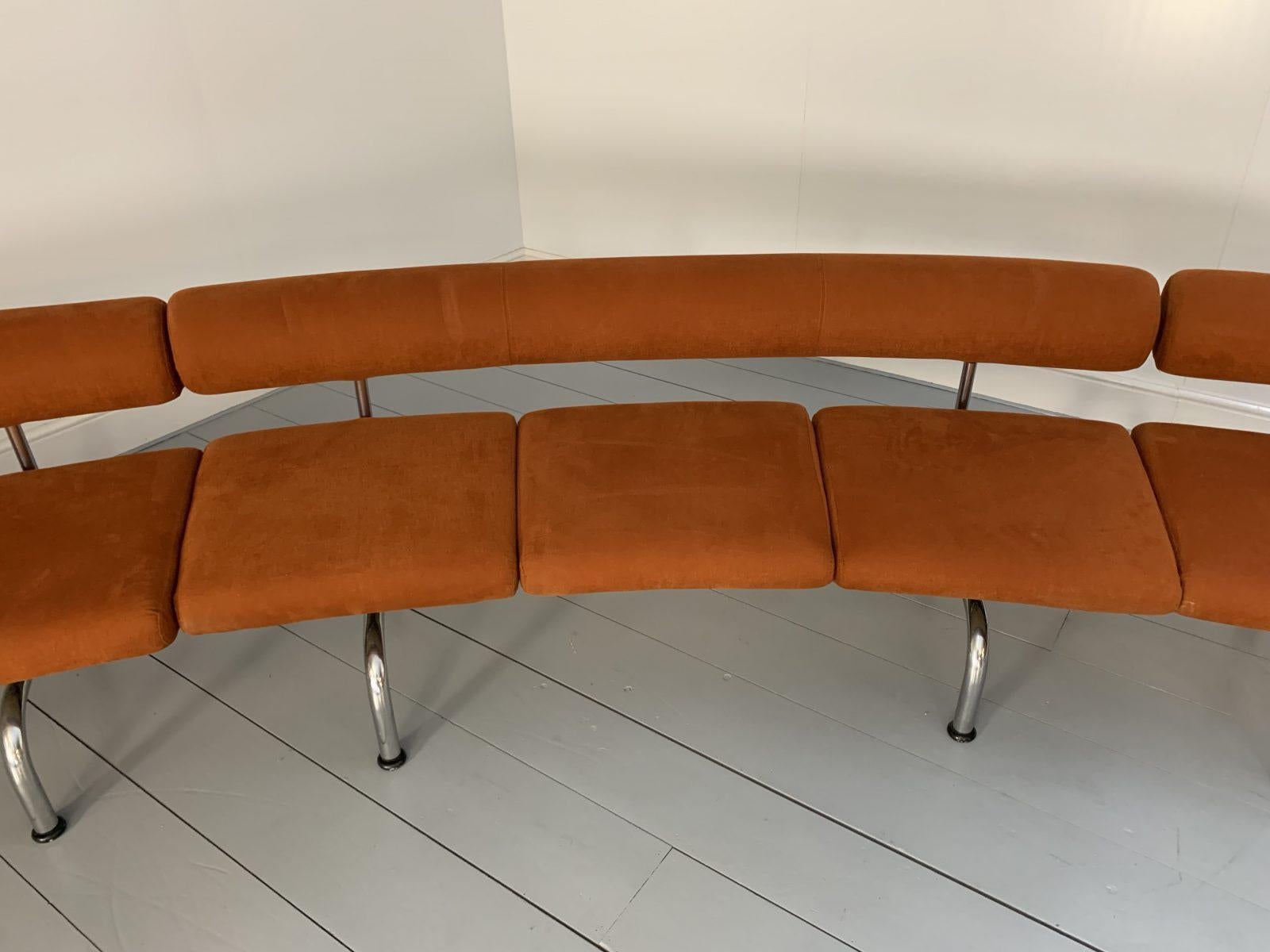 Huge Erik Jorgensen “Pipeline” Sofa Bench, in Burnt Orange Velvet For Sale 6