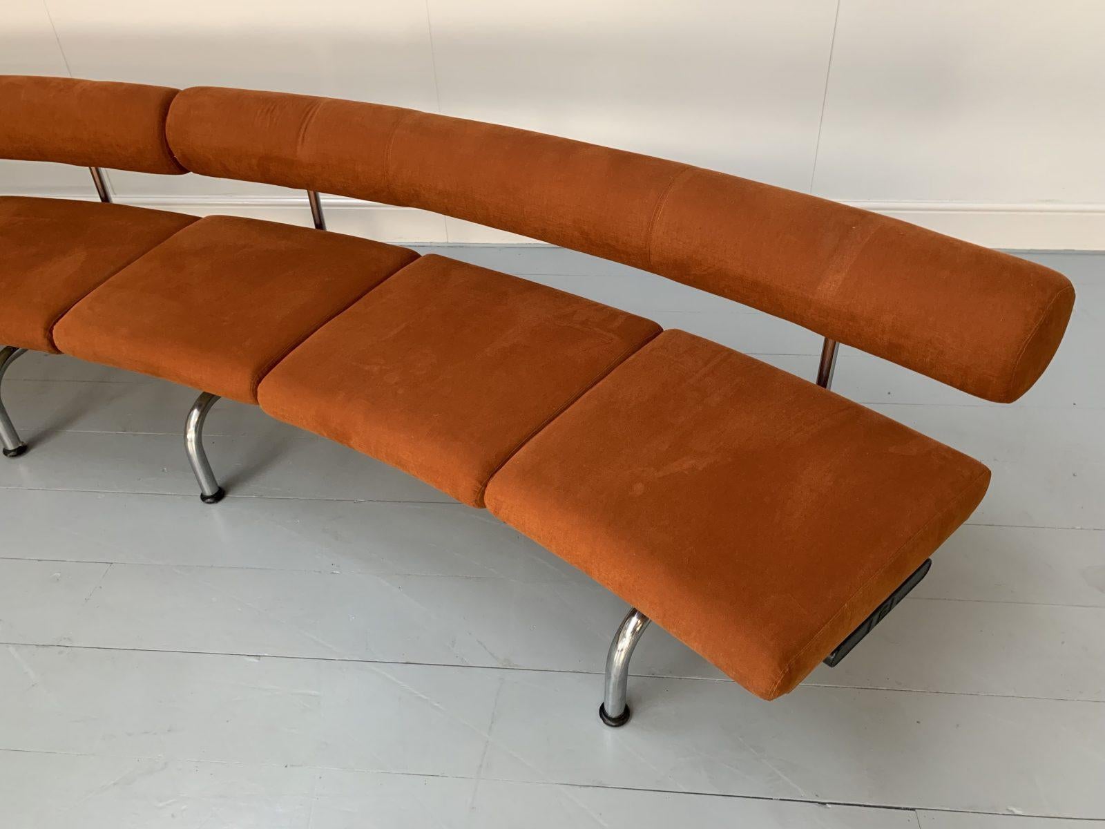 Huge Erik Jorgensen “Pipeline” Sofa Bench, in Burnt Orange Velvet For Sale 8