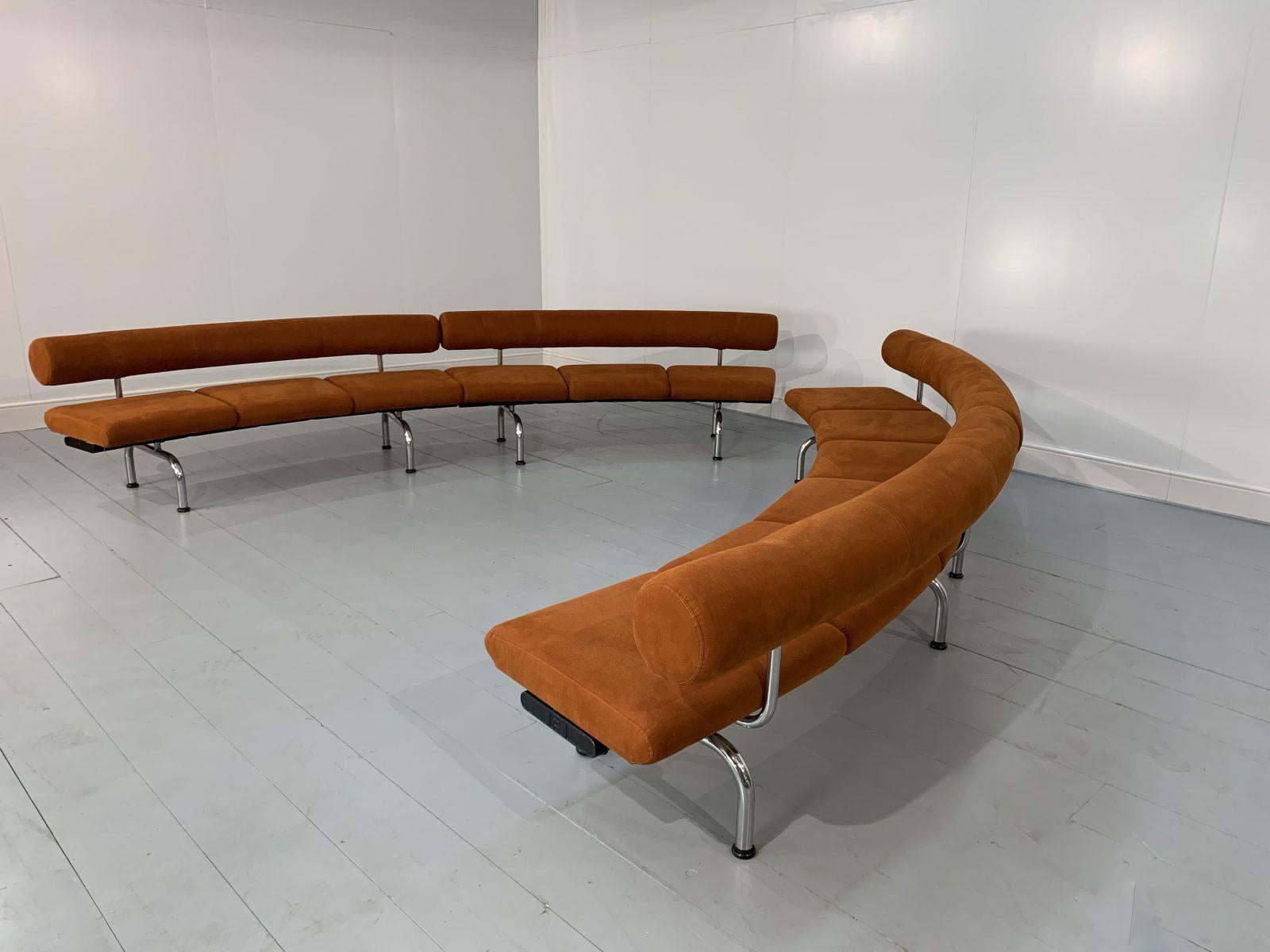 Contemporary Huge Erik Jorgensen “Pipeline” Sofa Bench, in Burnt Orange Velvet For Sale