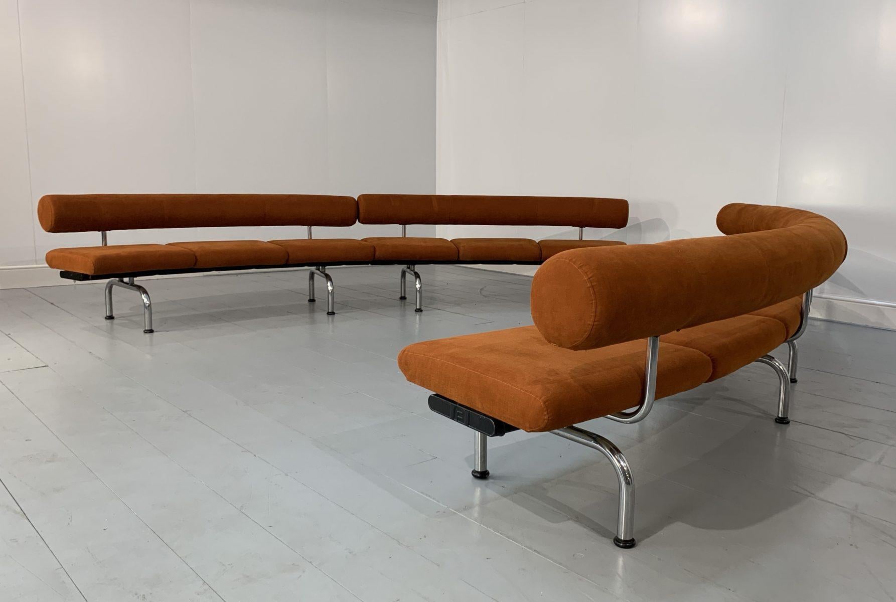 Huge Erik Jorgensen “Pipeline” Sofa Bench, in Burnt Orange Velvet For Sale 2
