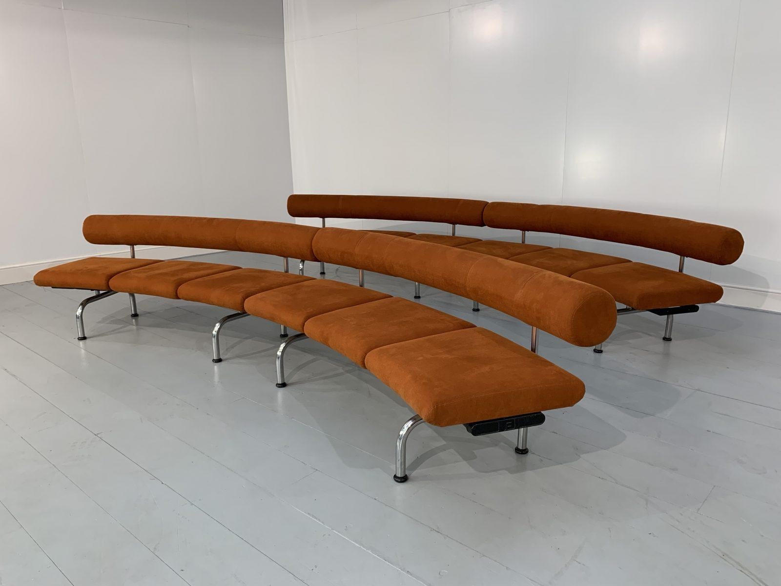 Huge Erik Jorgensen “Pipeline” Sofa Bench, in Burnt Orange Velvet For Sale 3