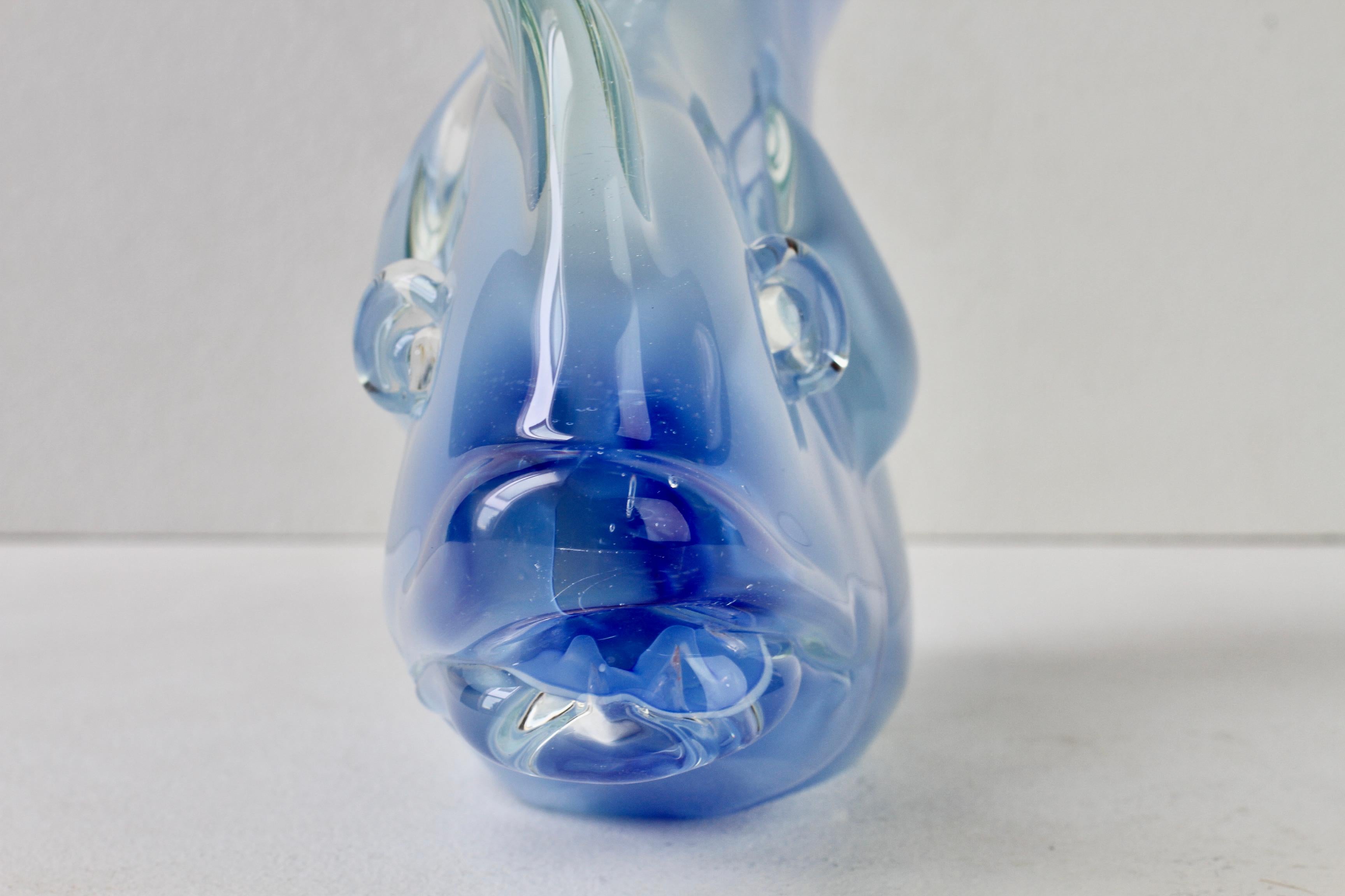 Huge Ermanno Nason Vintage Mid-Century Italian Blue Murano Glass Fish Sculpture For Sale 13