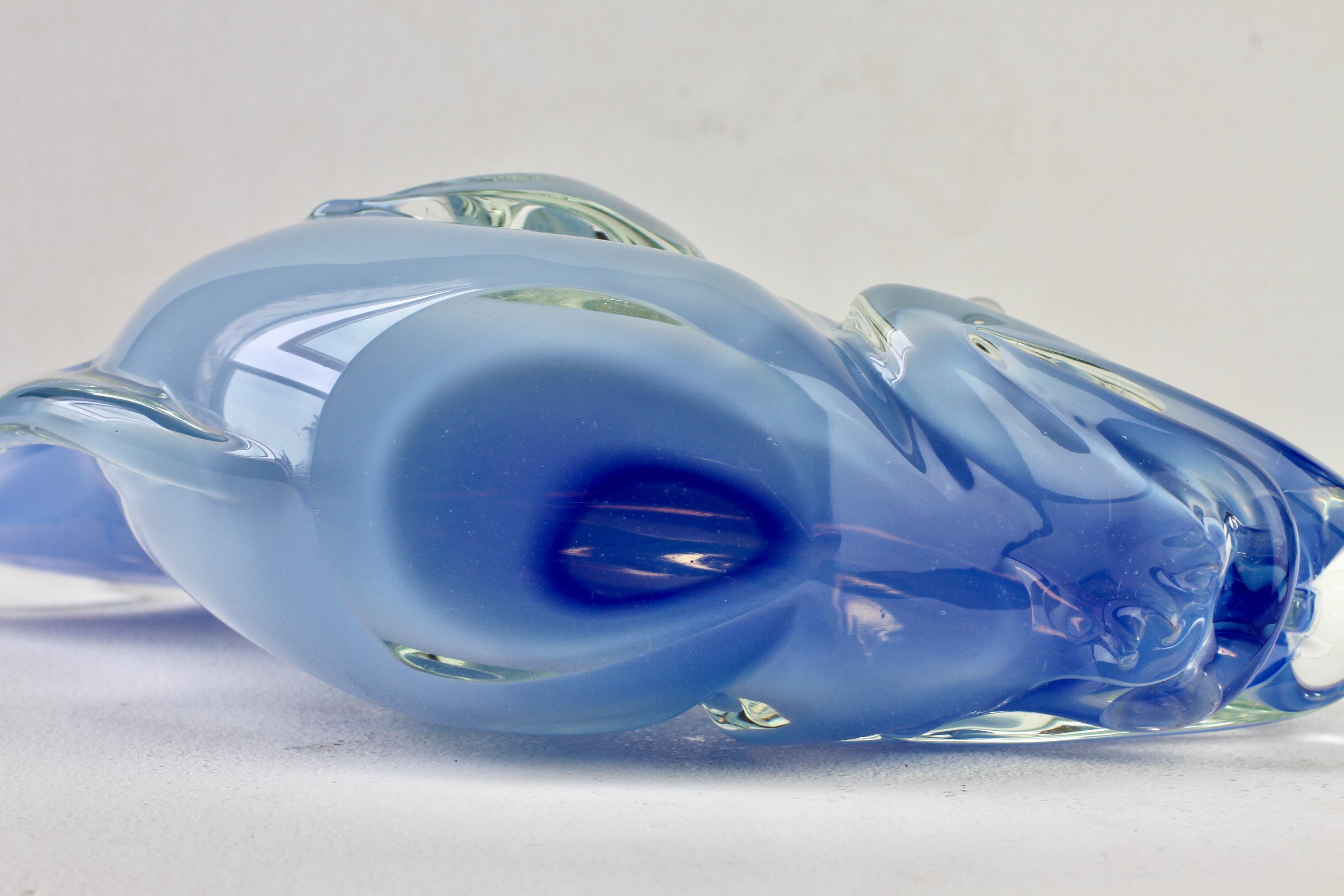 Huge Ermanno Nason Vintage Mid-Century Italian Blue Murano Glass Fish Sculpture For Sale 14