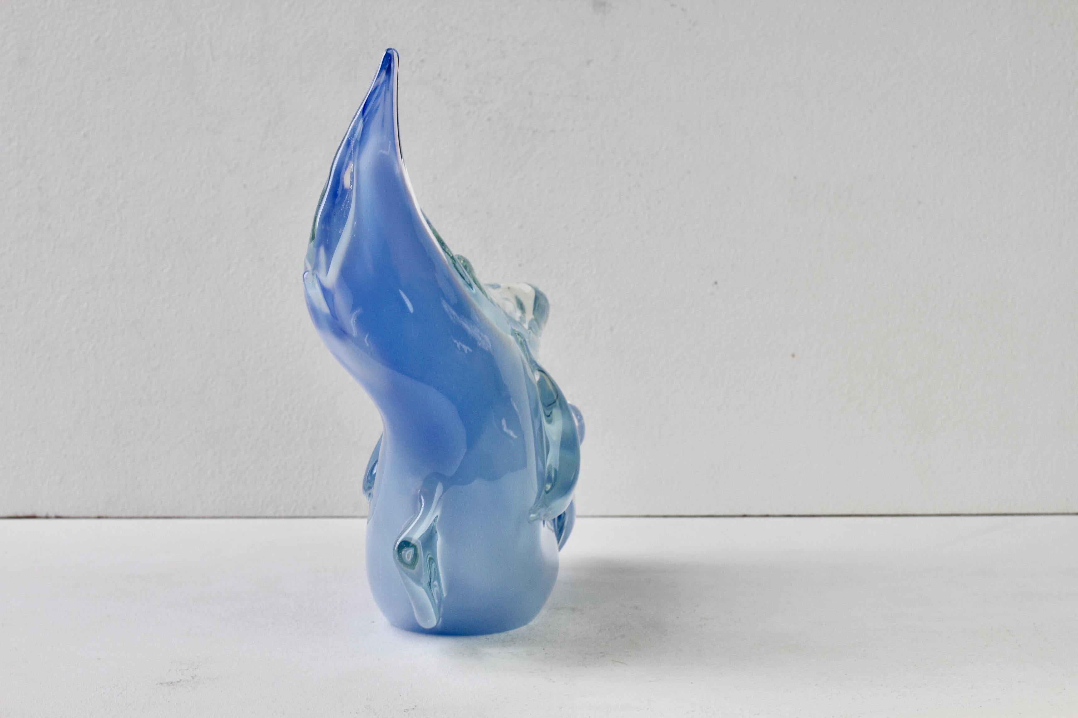 20th Century Huge Ermanno Nason Vintage Mid-Century Italian Blue Murano Glass Fish Sculpture For Sale